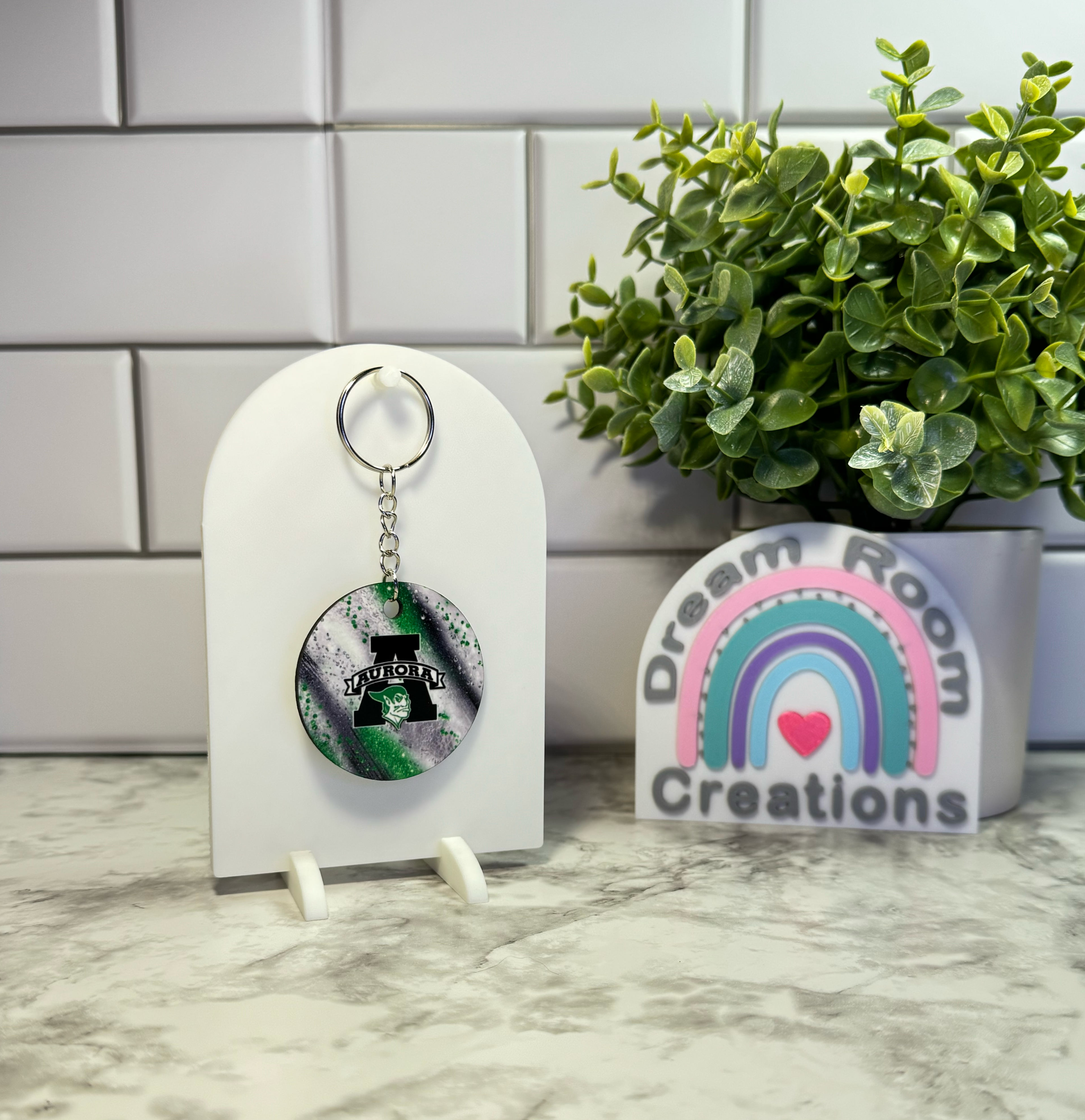 Aurora Double Sided Round Milkyway Keychain