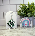 Aurora Double Sided Square Striped Keychain