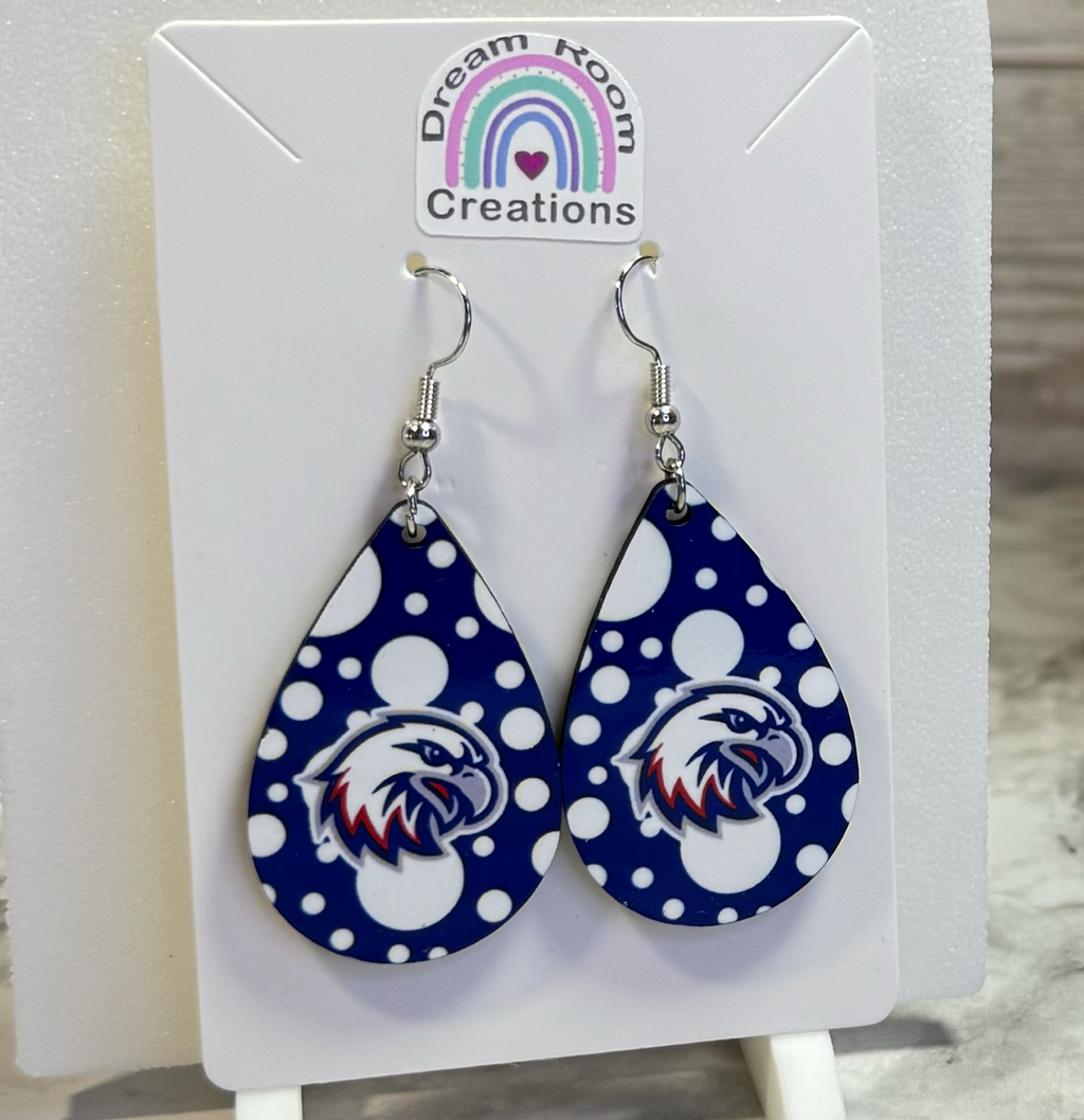 Liberty Benton Blue & White Polka Dots Teardrop Earrings