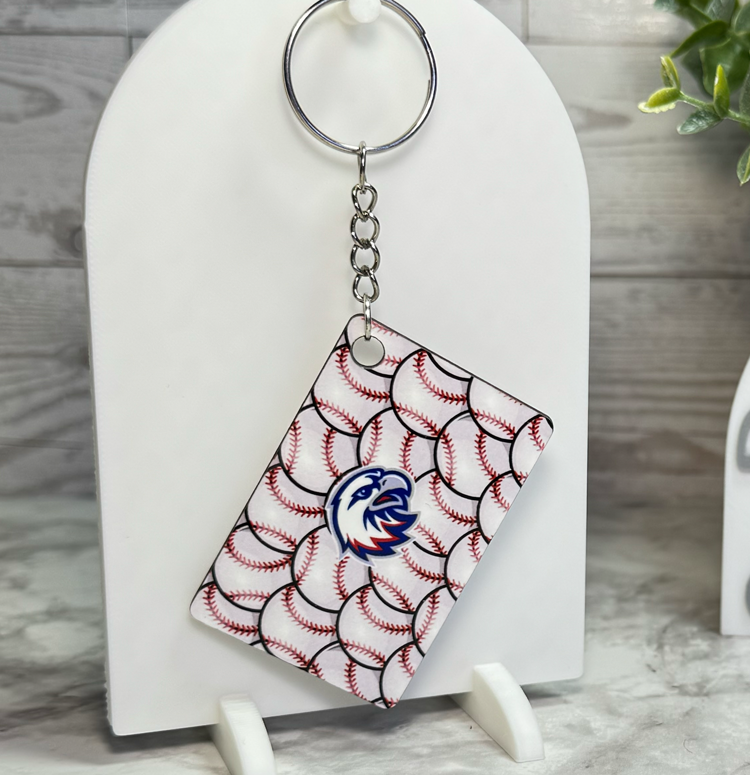 Liberty Benton Double Sided Rectangle Baseball Keychain
