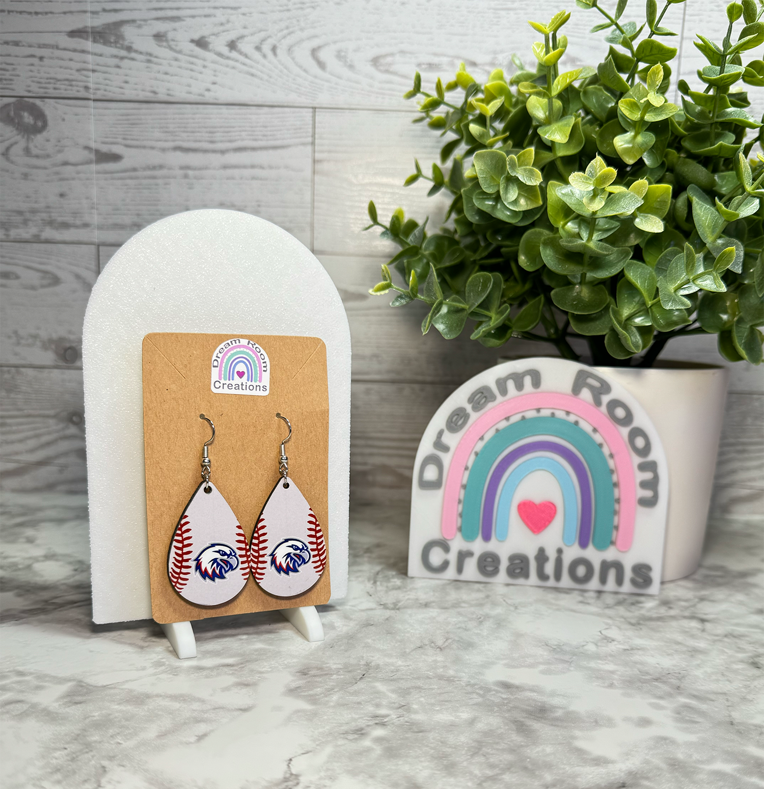 Liberty Benton Eagle Baseball Teardrop Earrings