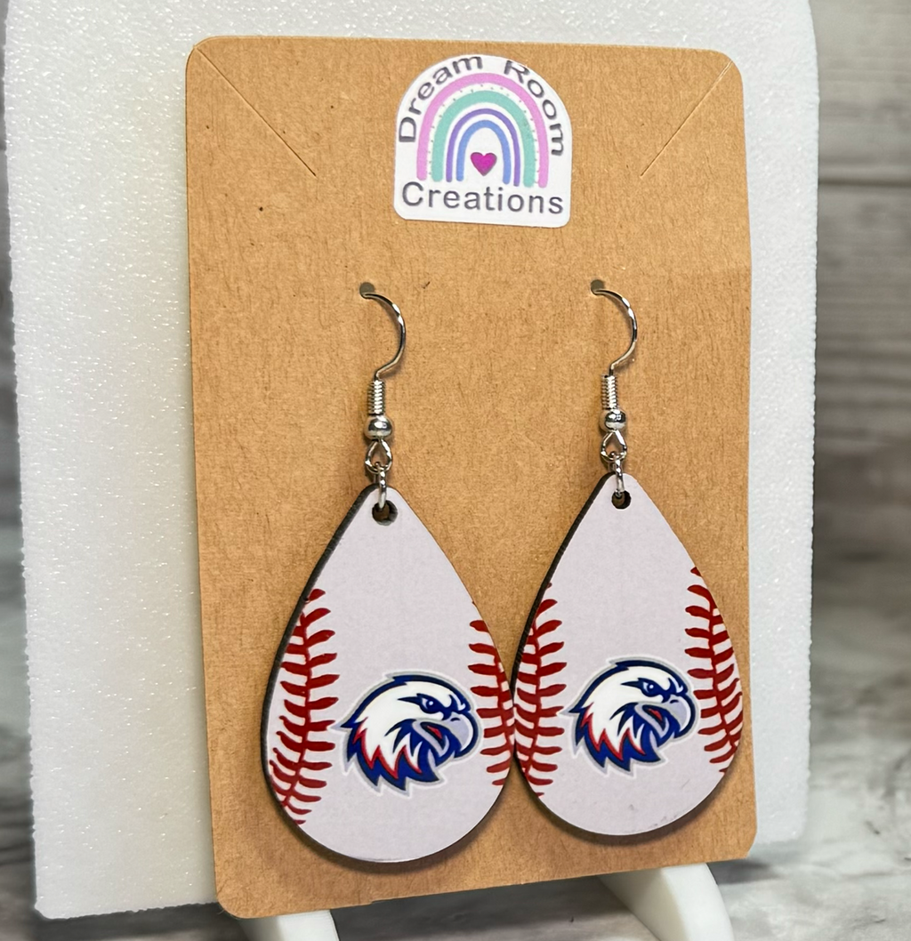 Liberty Benton Eagle Baseball Teardrop Earrings