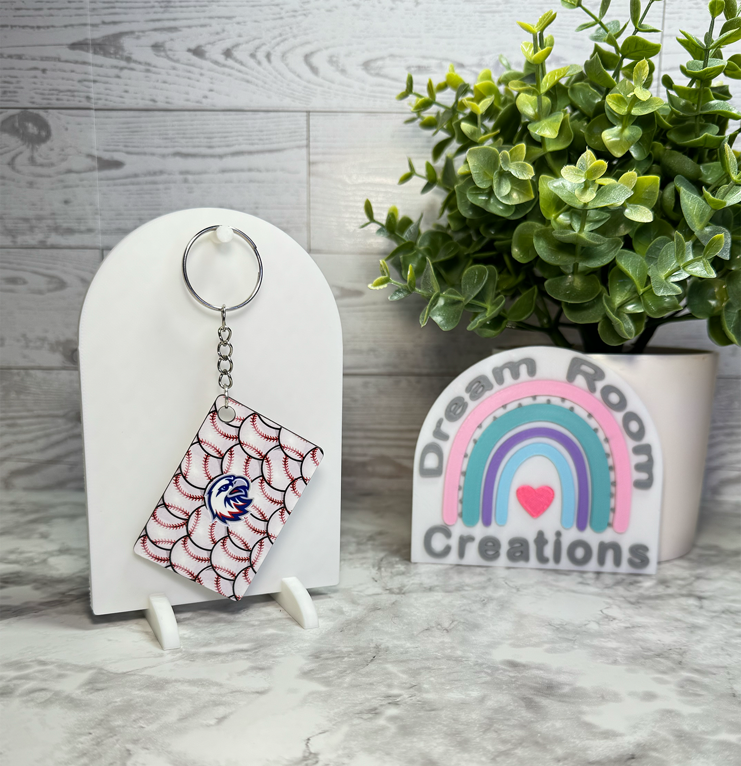 Liberty Benton Double Sided Rectangle Baseball Keychain