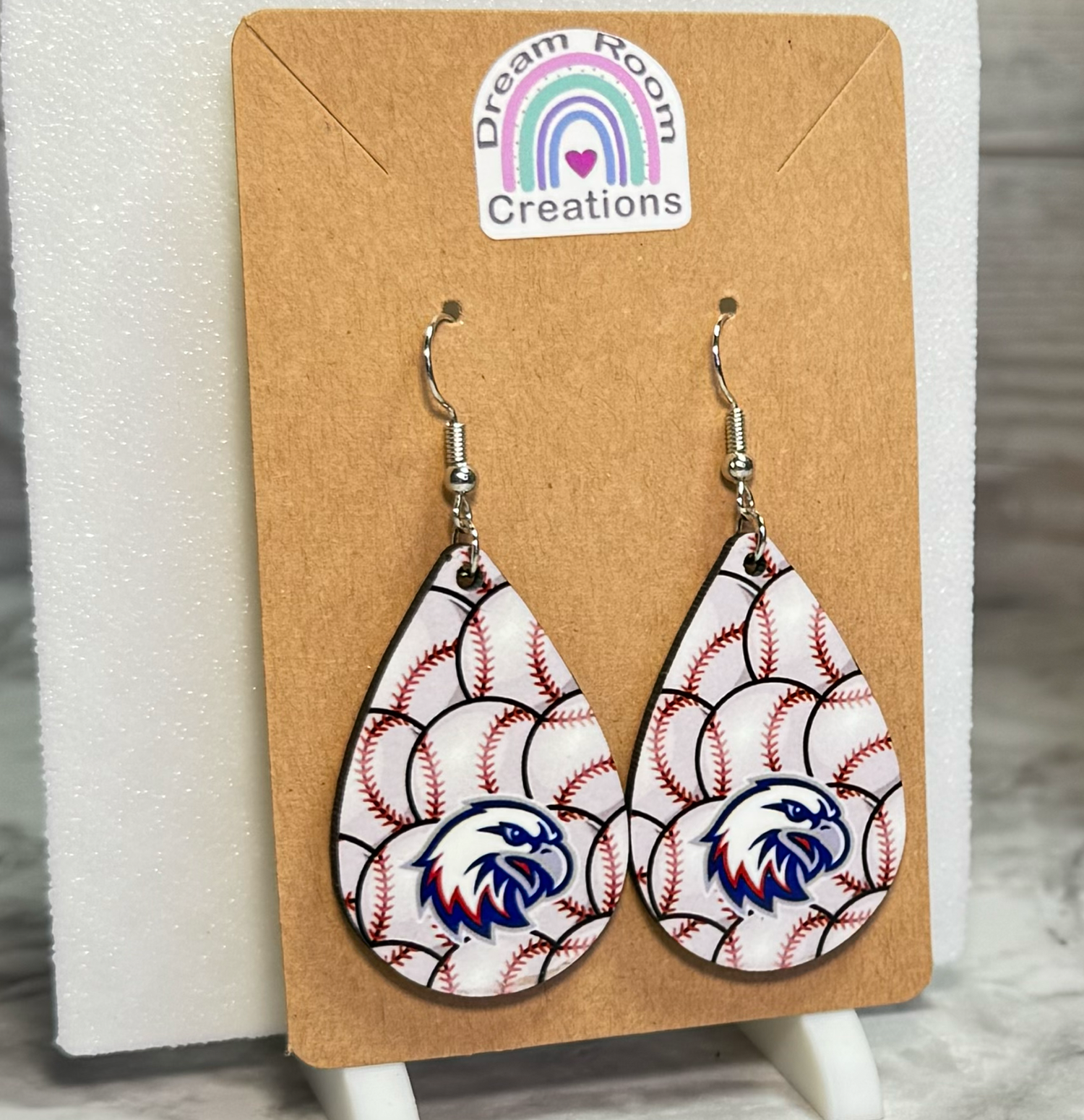 Liberty Benton Eagle Baseball Teardrop Earrings