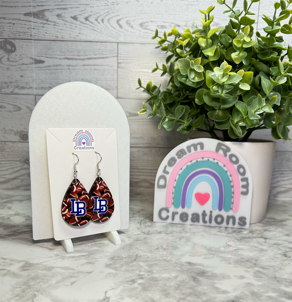 Liberty Benton LB Football Teardrop Earrings
