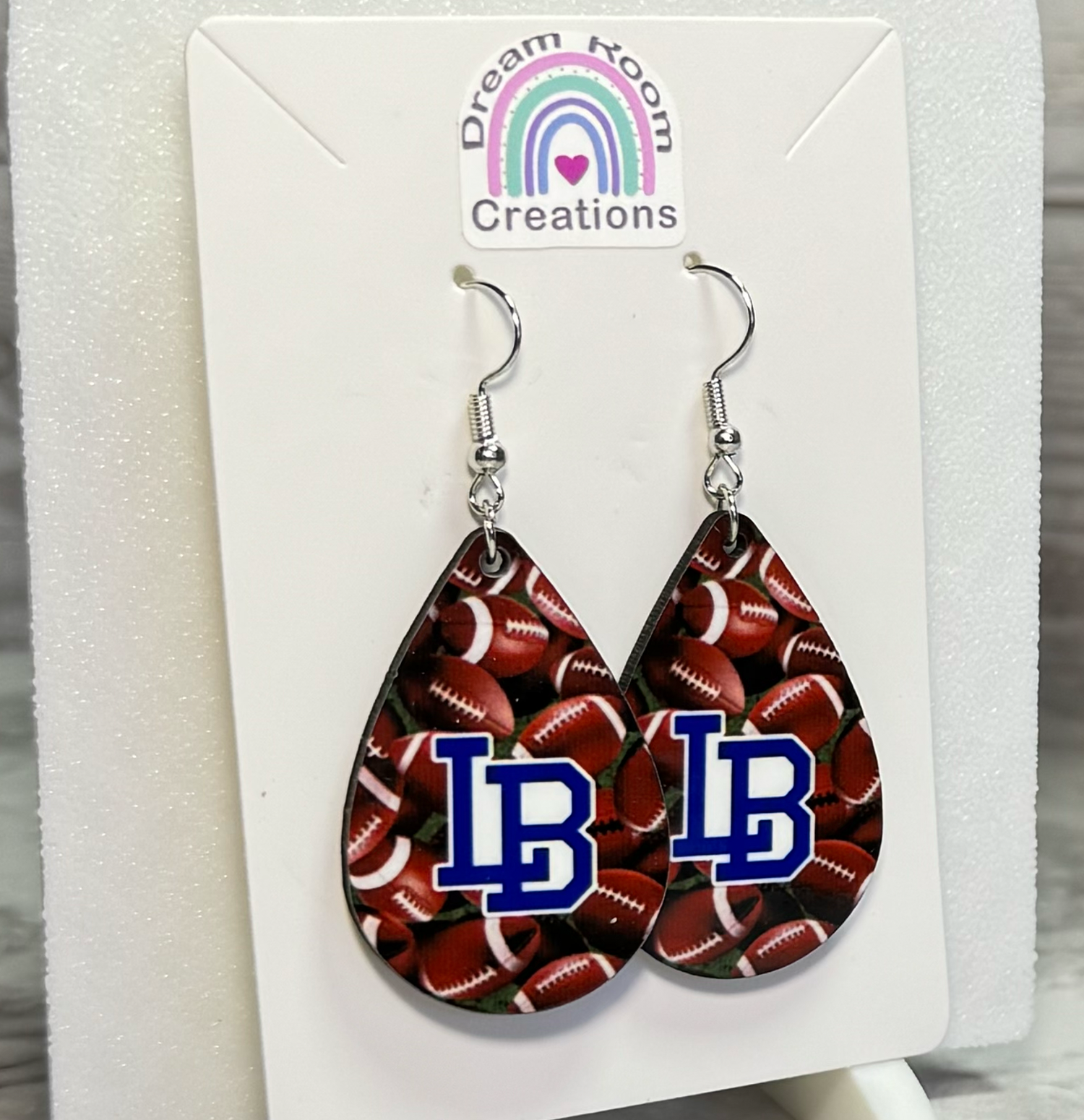 Liberty Benton LB Football Teardrop Earrings