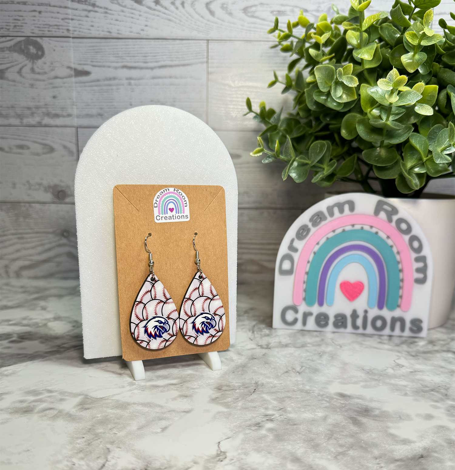 Liberty Benton Eagle Baseball Teardrop Earrings