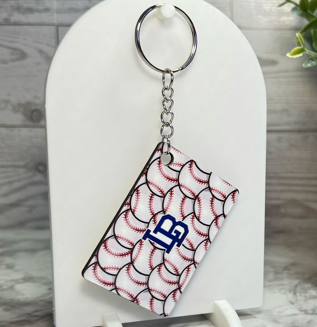 Liberty Benton Double Sided Rectangle LB Baseball Keychain