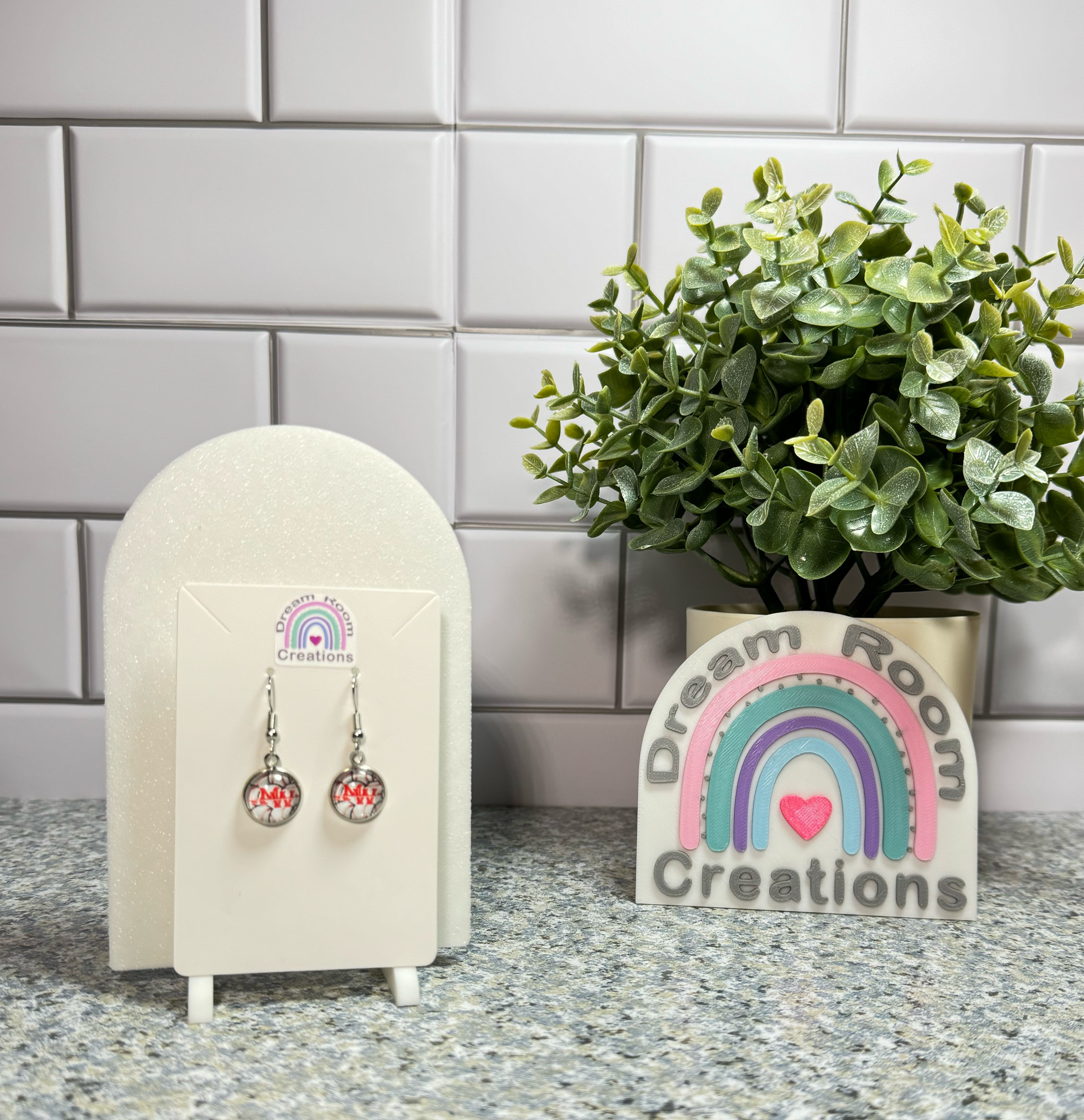 Mohawk Baseball Glass Dangle Earrings