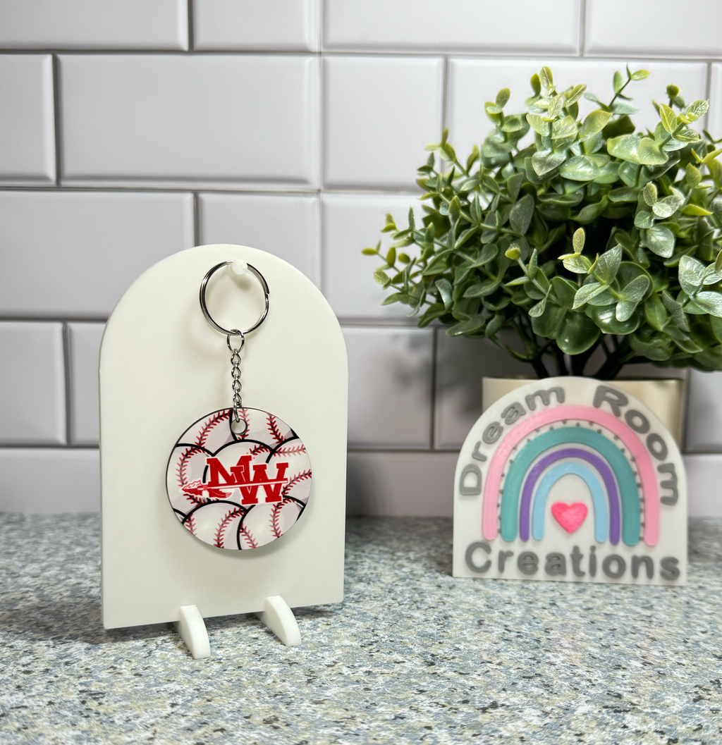Mohawk Double Sided Round Baseball Keychain