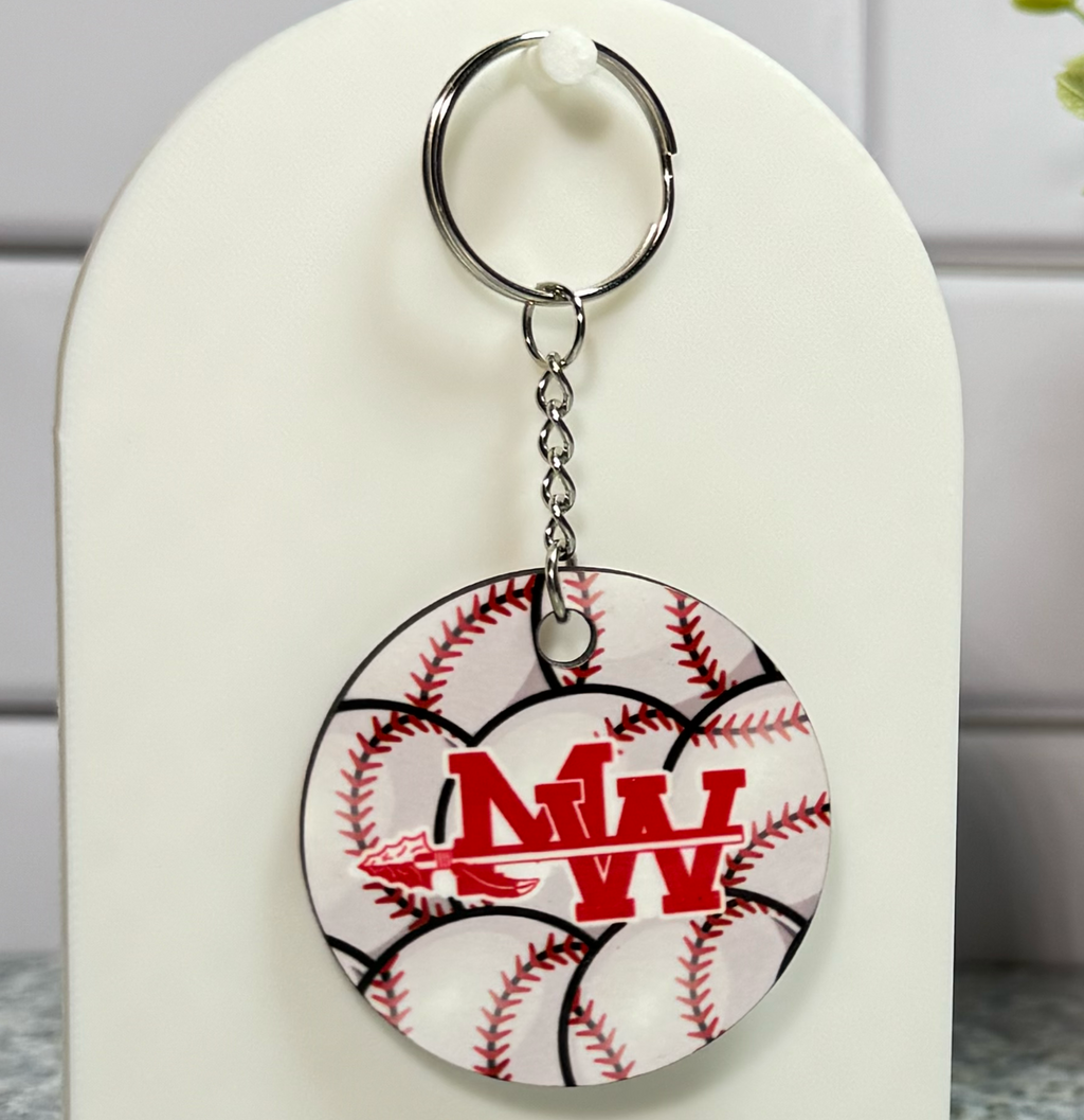 Mohawk Double Sided Round Baseball Keychain
