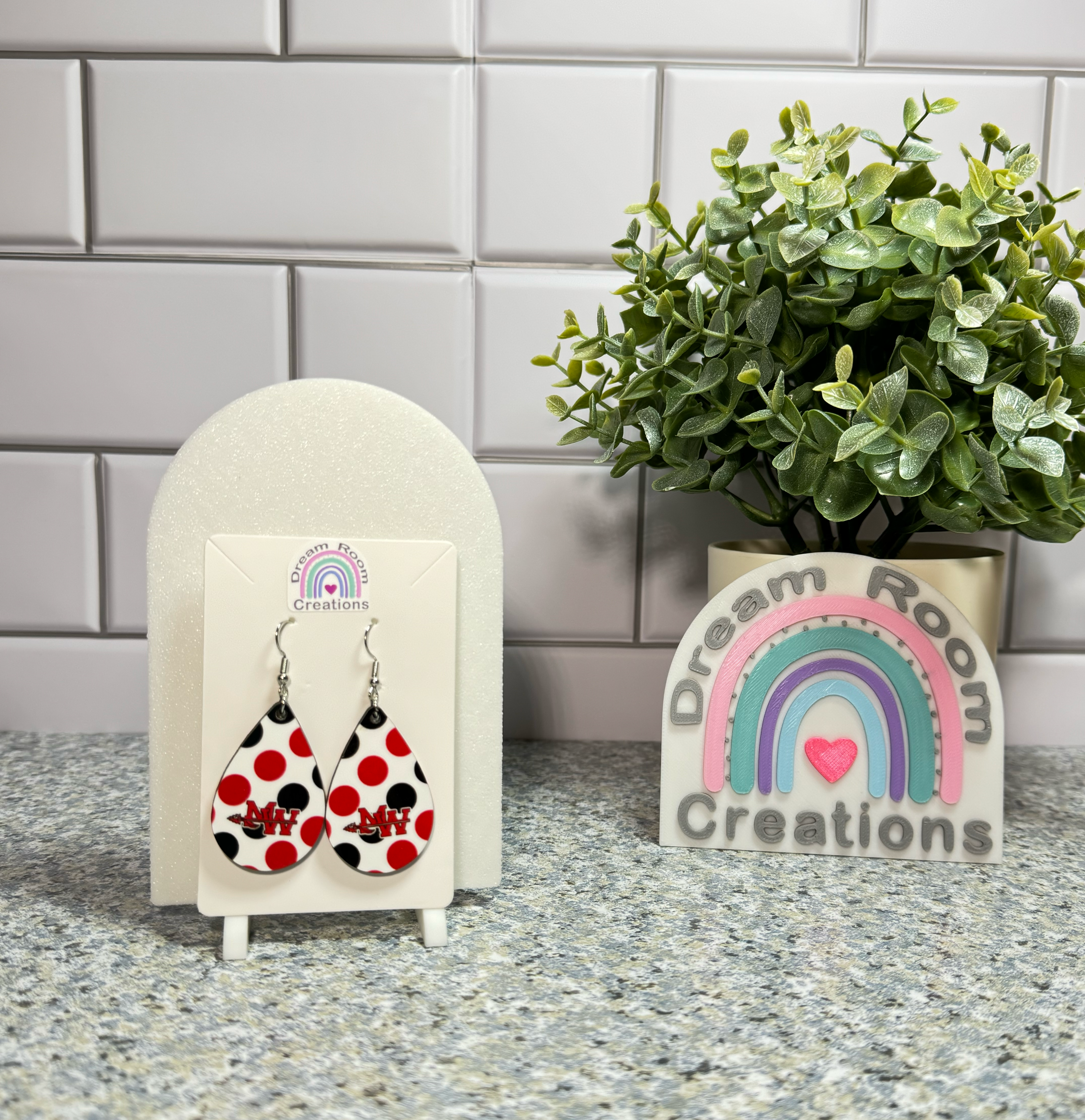 Mohawk Big Polka Dots Teardrop Earrings