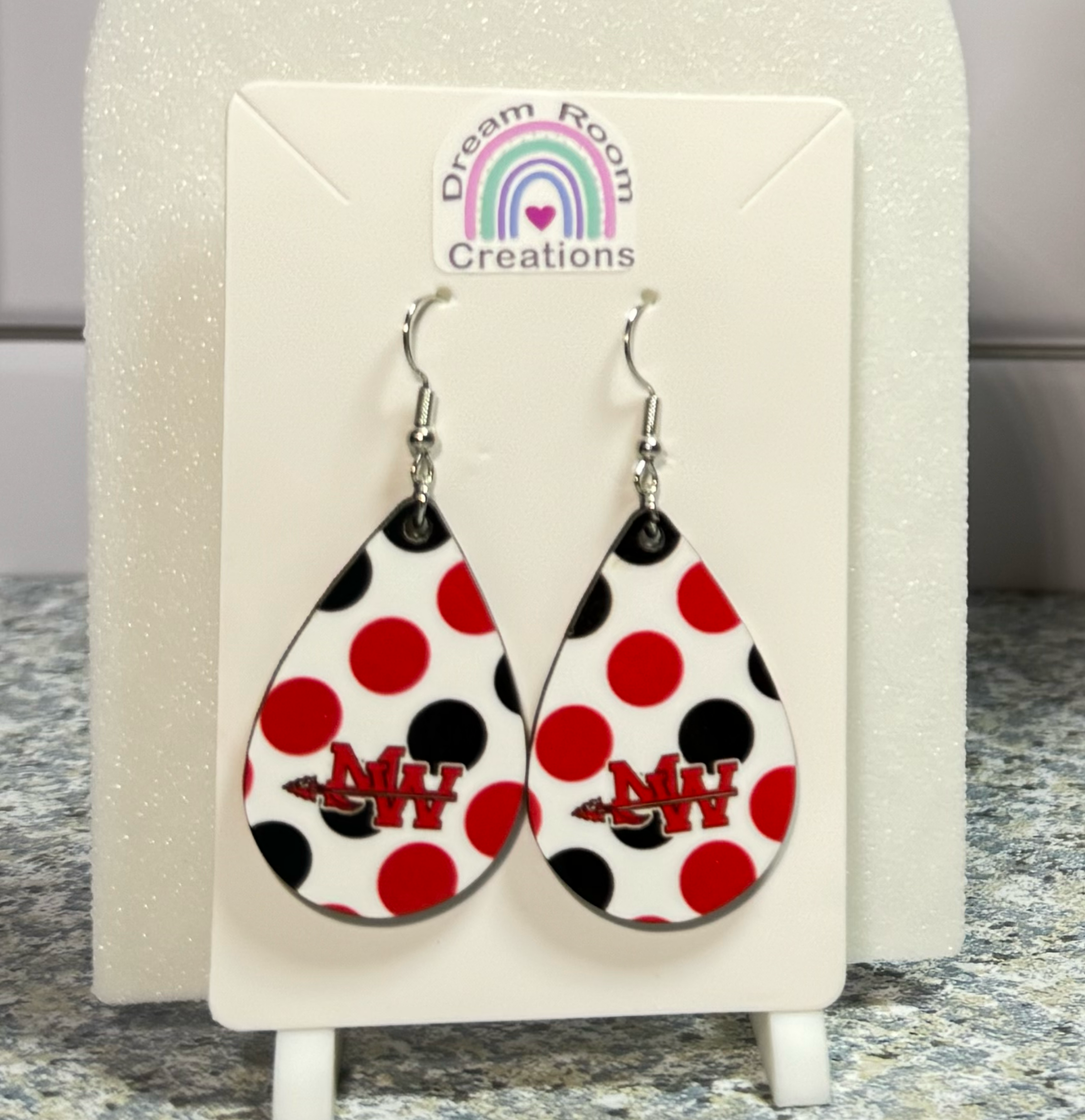 Mohawk Big Polka Dots Teardrop Earrings
