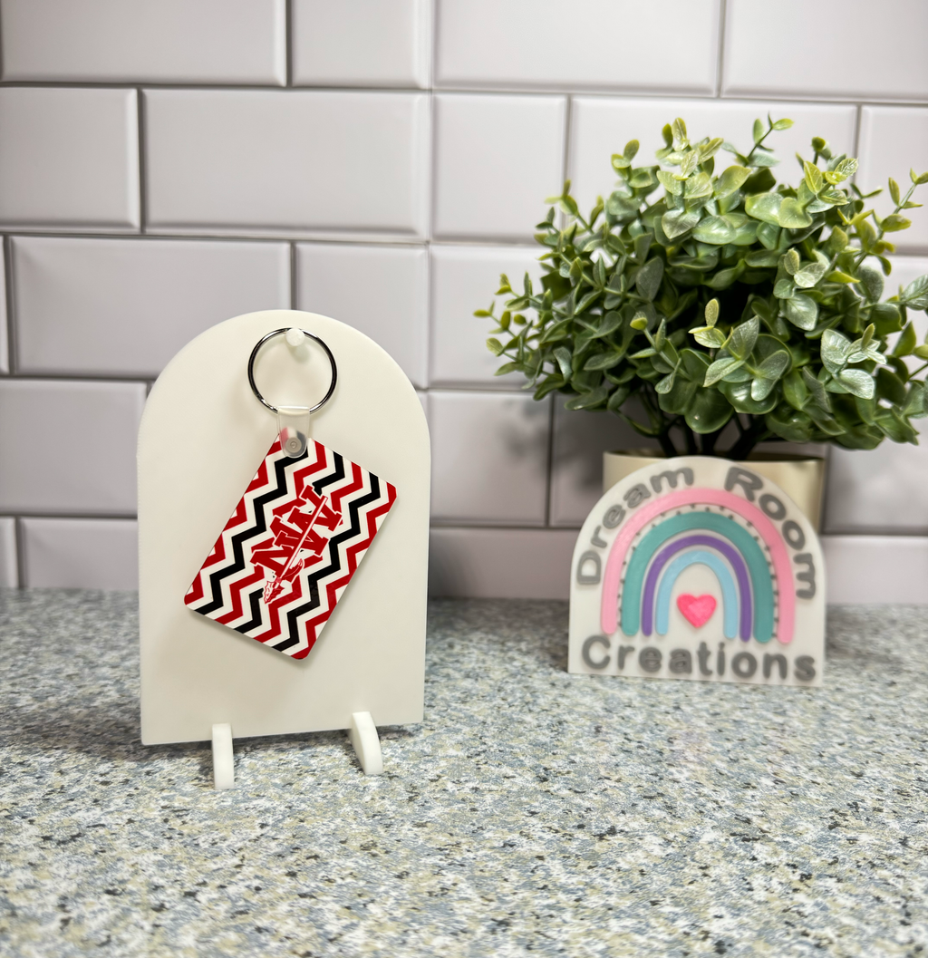 Mohawk Double Sided Rectangle Chevron Keychain
