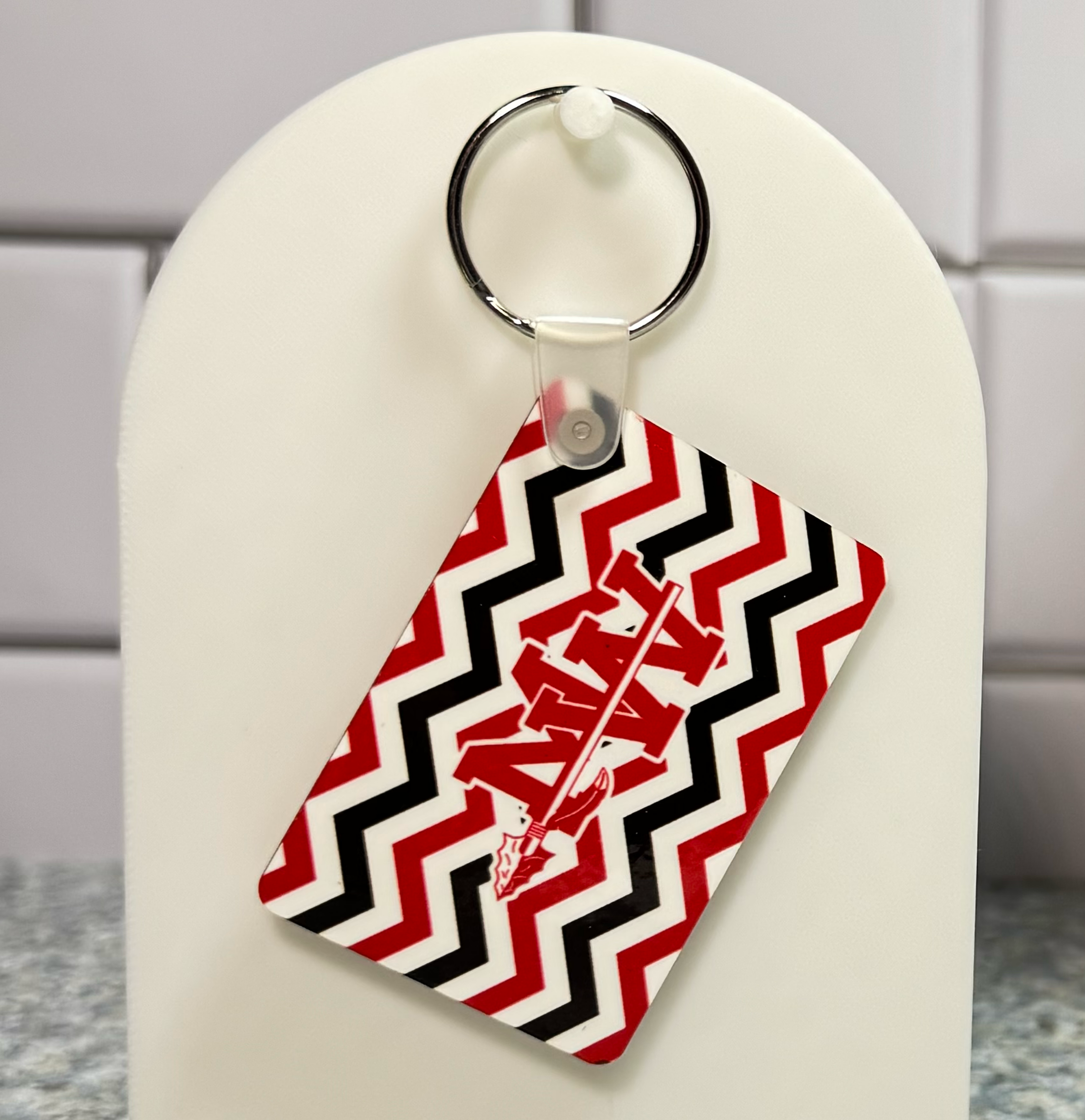 Mohawk Double Sided Rectangle Chevron Keychain