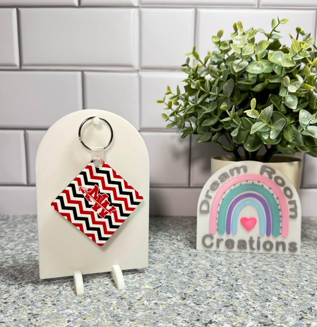 Mohawk Double Sided Square Chevron Keychain