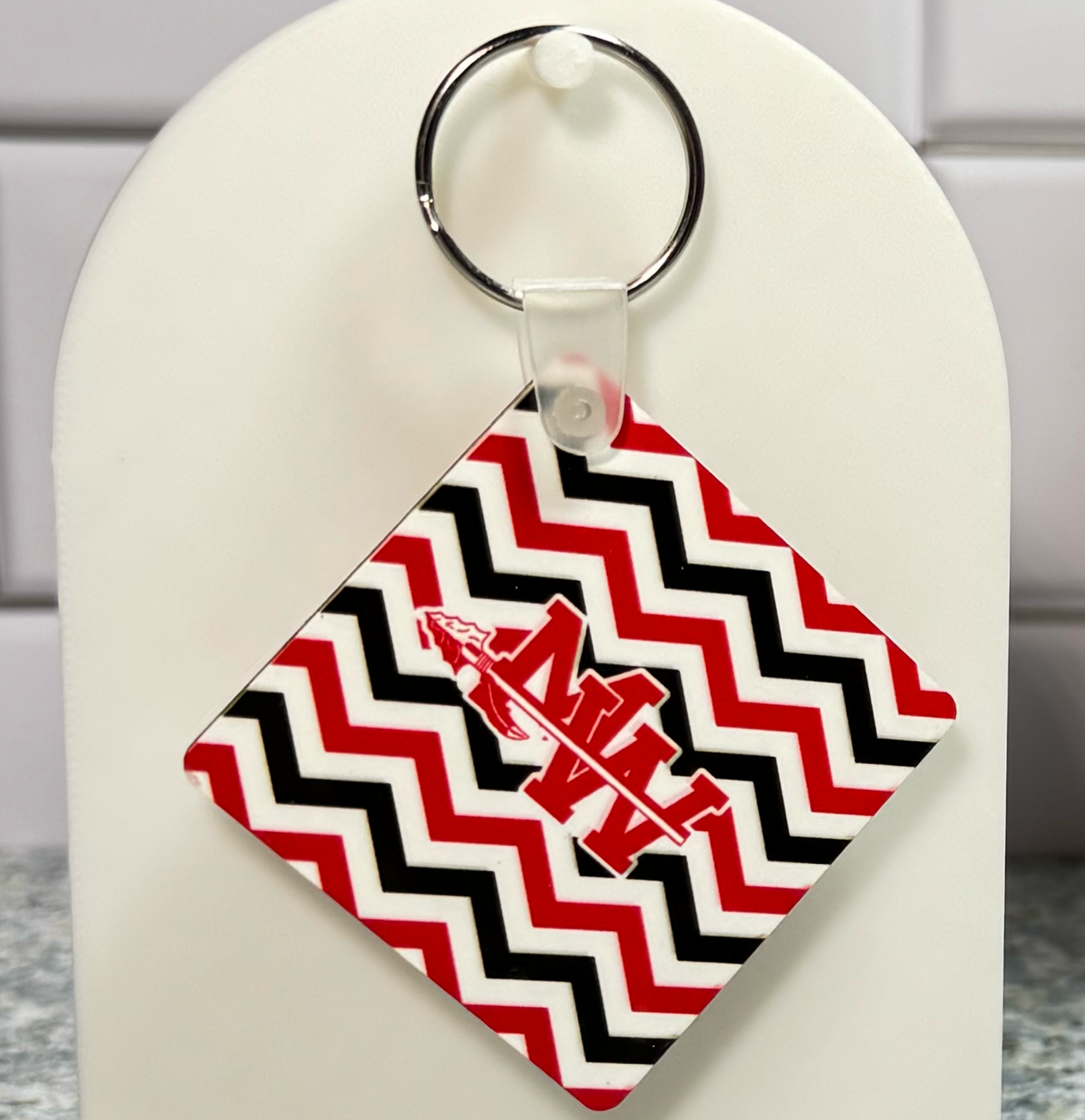 Mohawk Double Sided Square Chevron Keychain