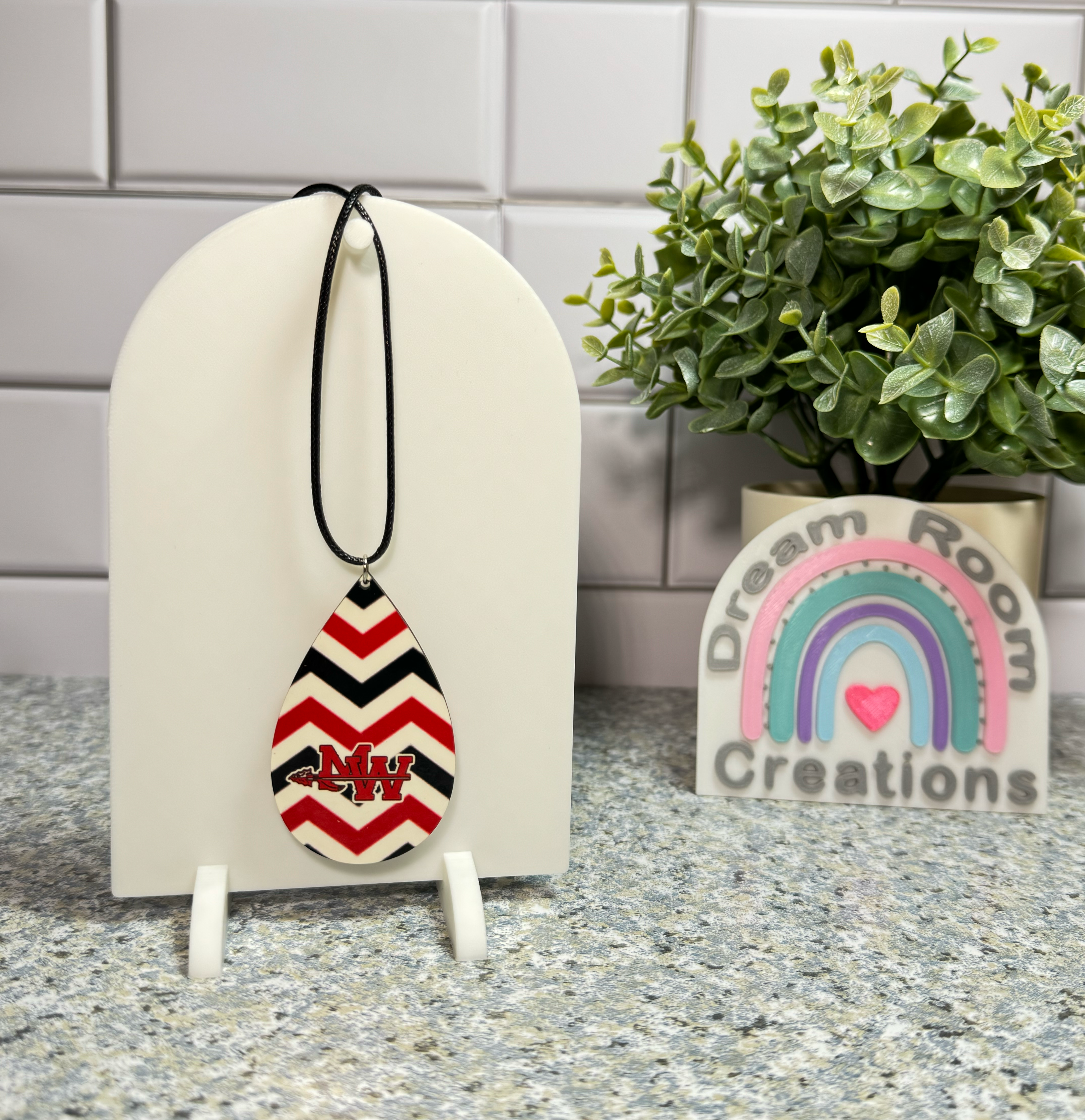 Mohawk Chevron Teardrop Necklace