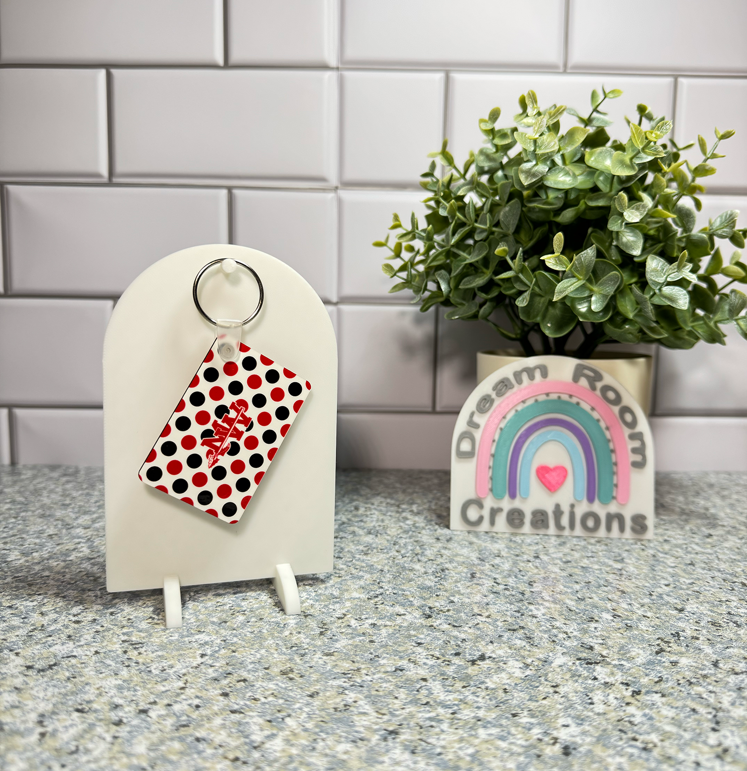Mohawk Double Sided Rectangle Dots Keychain
