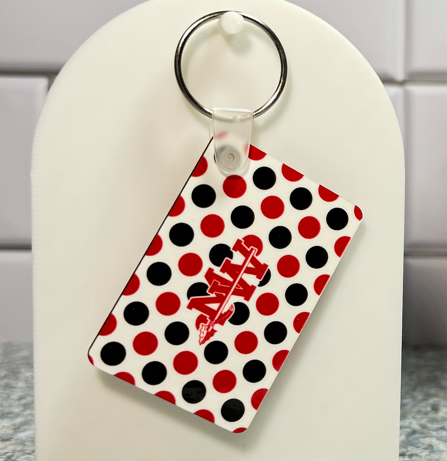 Mohawk Double Sided Rectangle Dots Keychain