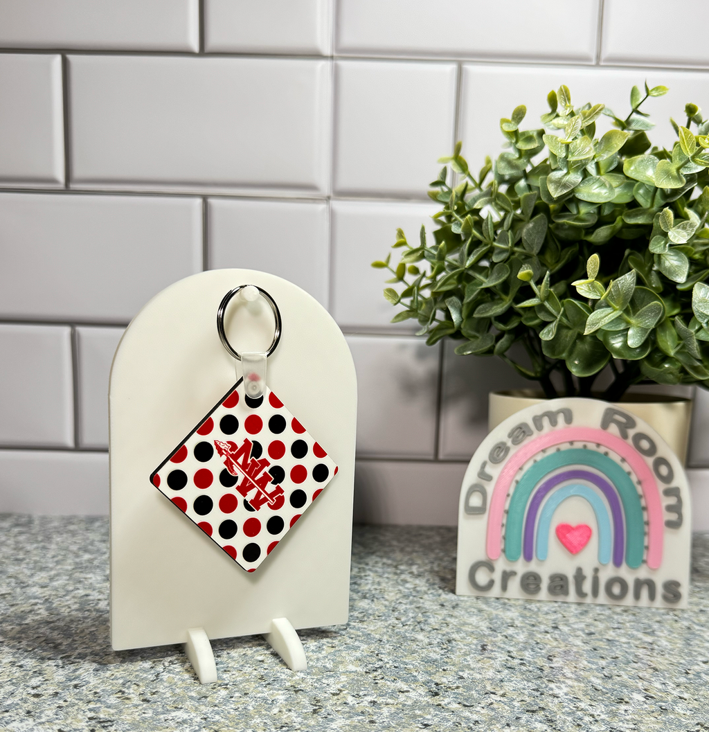 Mohawk Double Sided Square Dots Keychain