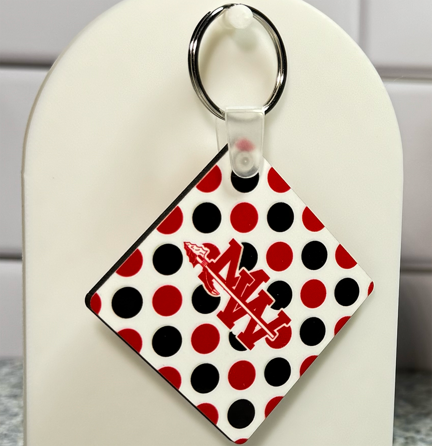 Mohawk Double Sided Square Dots Keychain