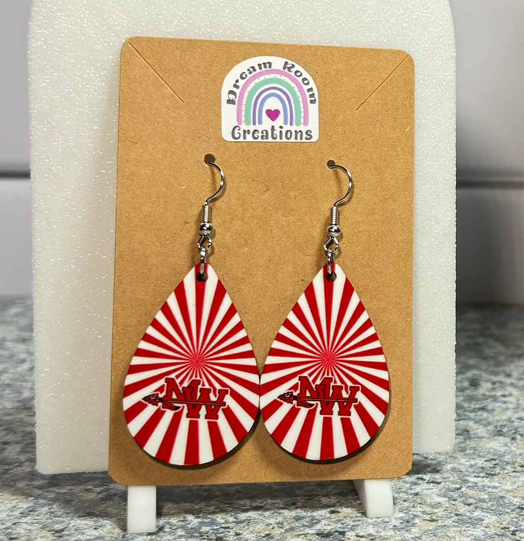 Mohawk Red Burst Teardrop Earrings