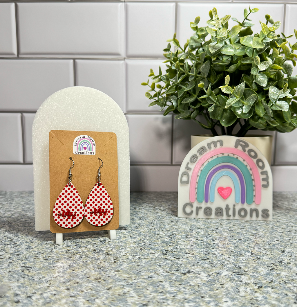 Mohawk Red Dots Teardrop Earrings