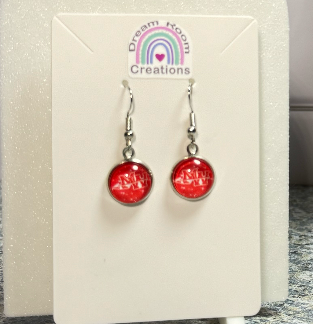Mohawk Red Flairs Glass Dangle Earrings