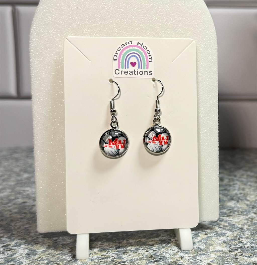 Mohawk Volleyball Glass Dangle Earrings