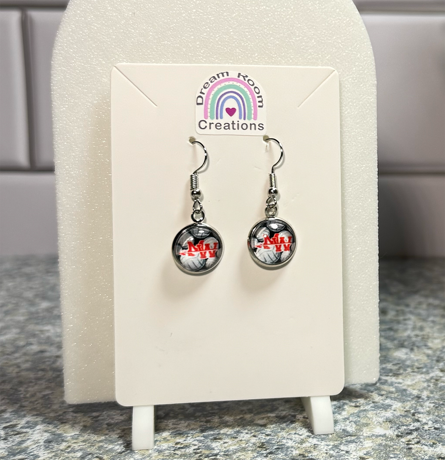 Mohawk Volleyball Glass Dangle Earrings