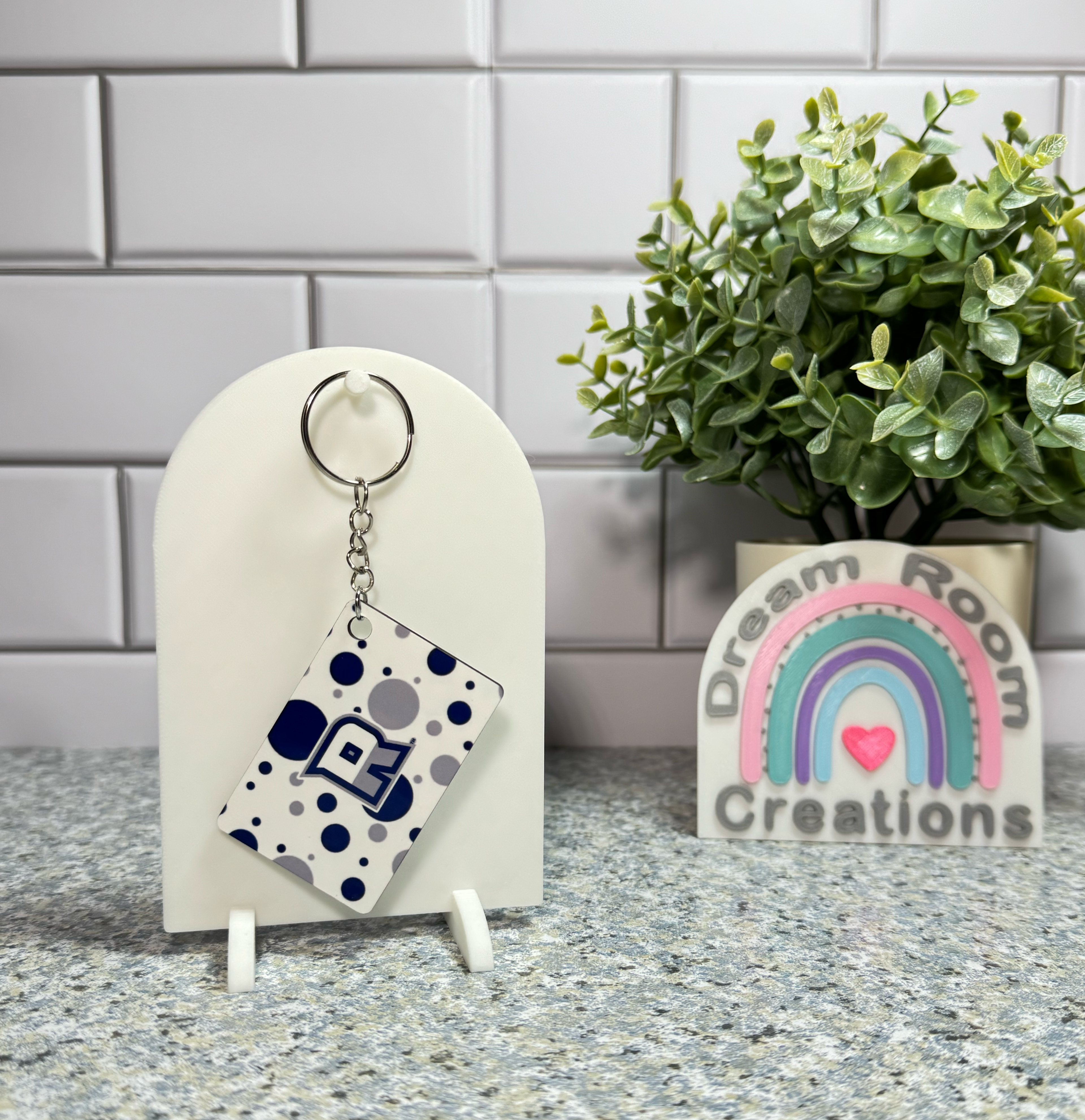 Riverdale Double Sided Rectangle Polka Dots Keychain