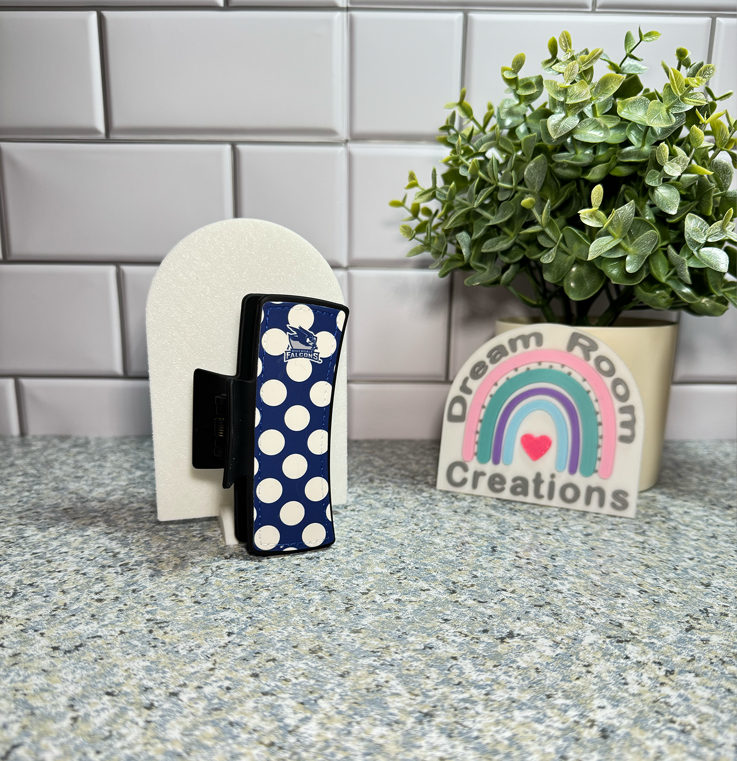 Riverdale Falcons Hair Clip Blue & White Dots