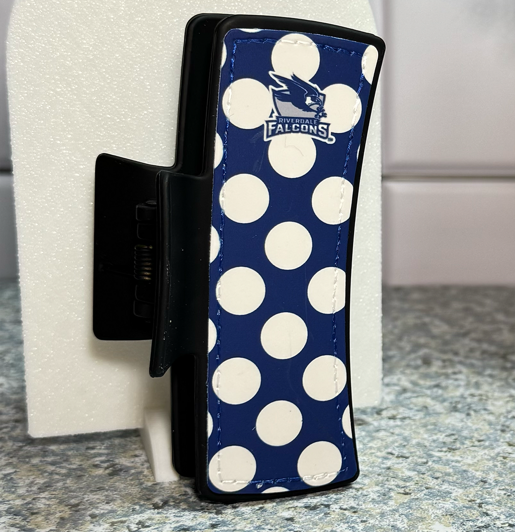 Riverdale Falcons Hair Clip Blue & White Dots