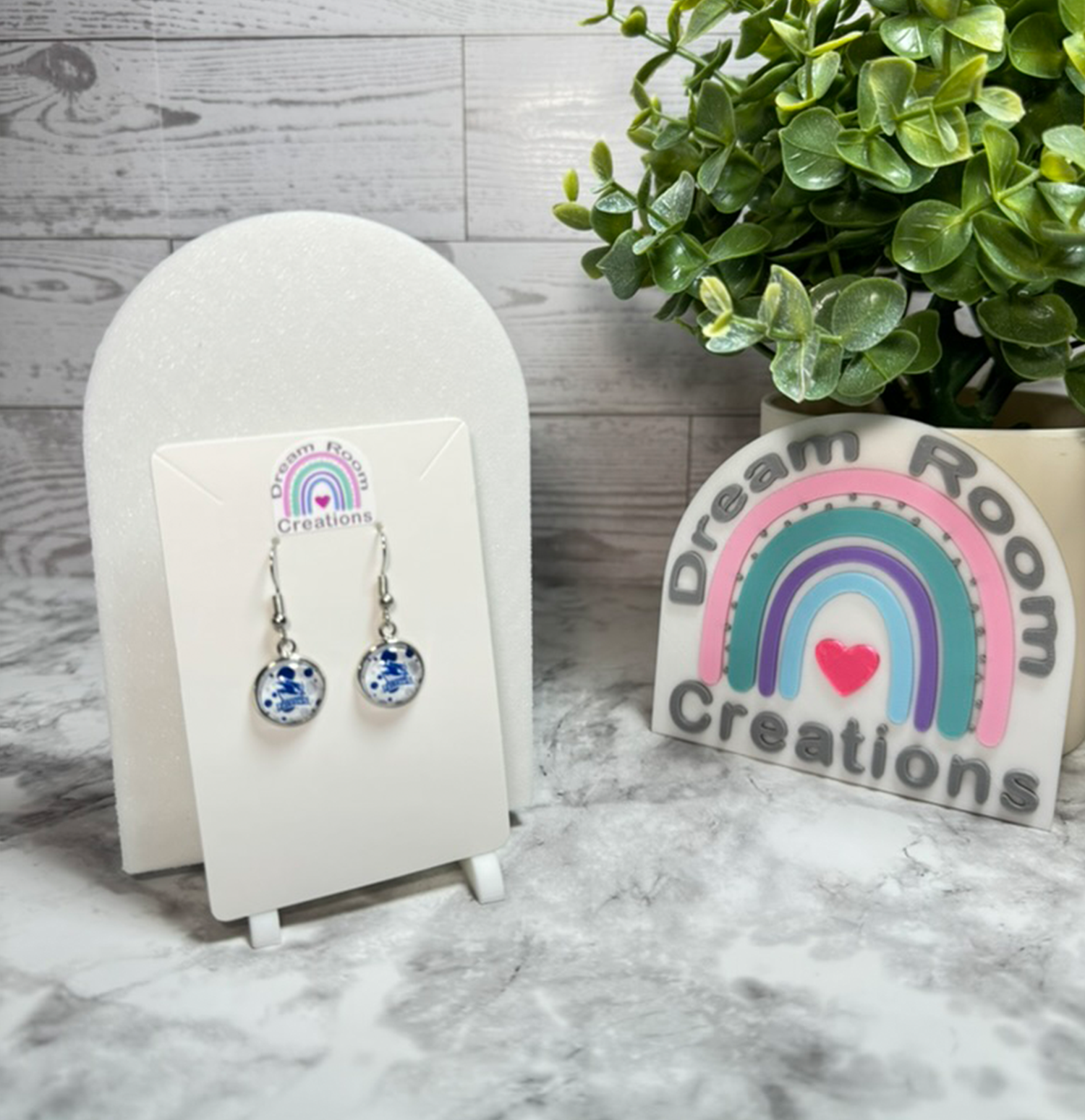 Riverdale Falcons Polka Dot Glass Dangle Earrings