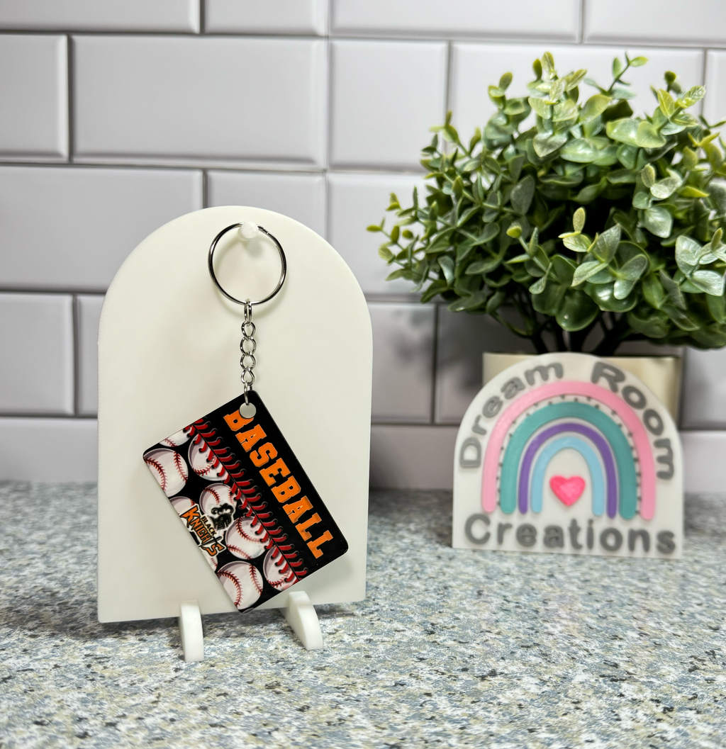 Van Buren Double Sided Rectangle Baseball Keychain