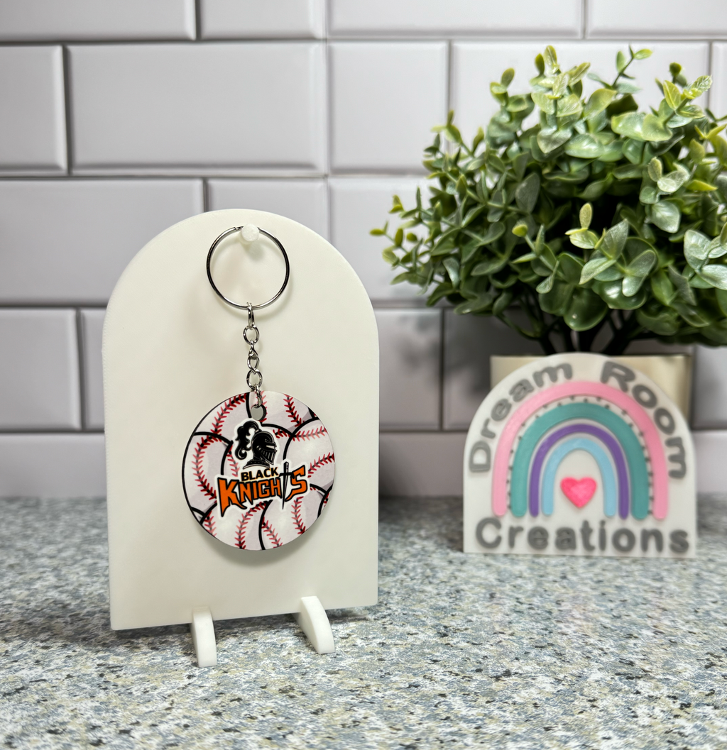 Van Buren Double Sided Round Baseball Keychain