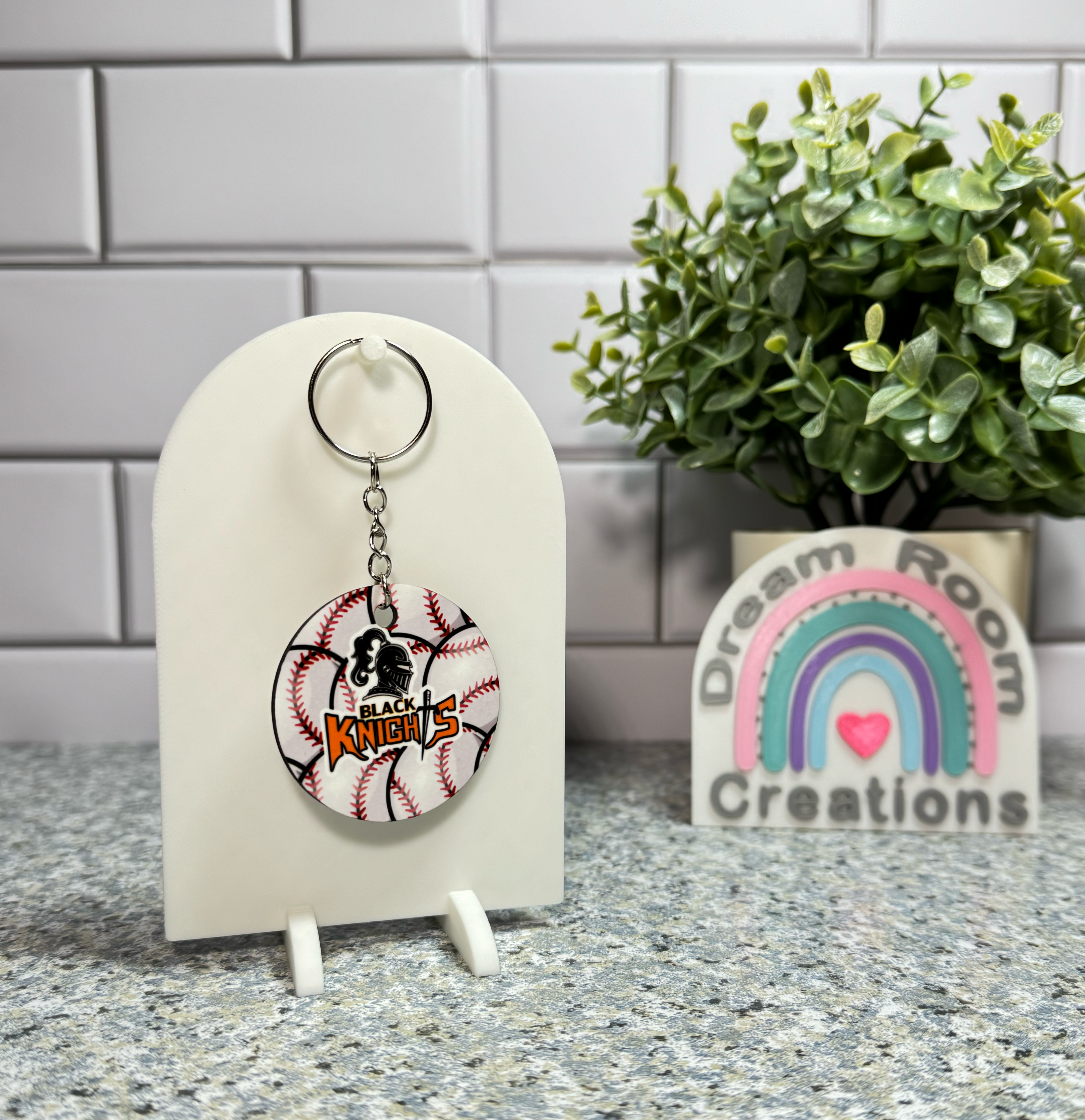 Van Buren Double Sided Round Baseball Keychain