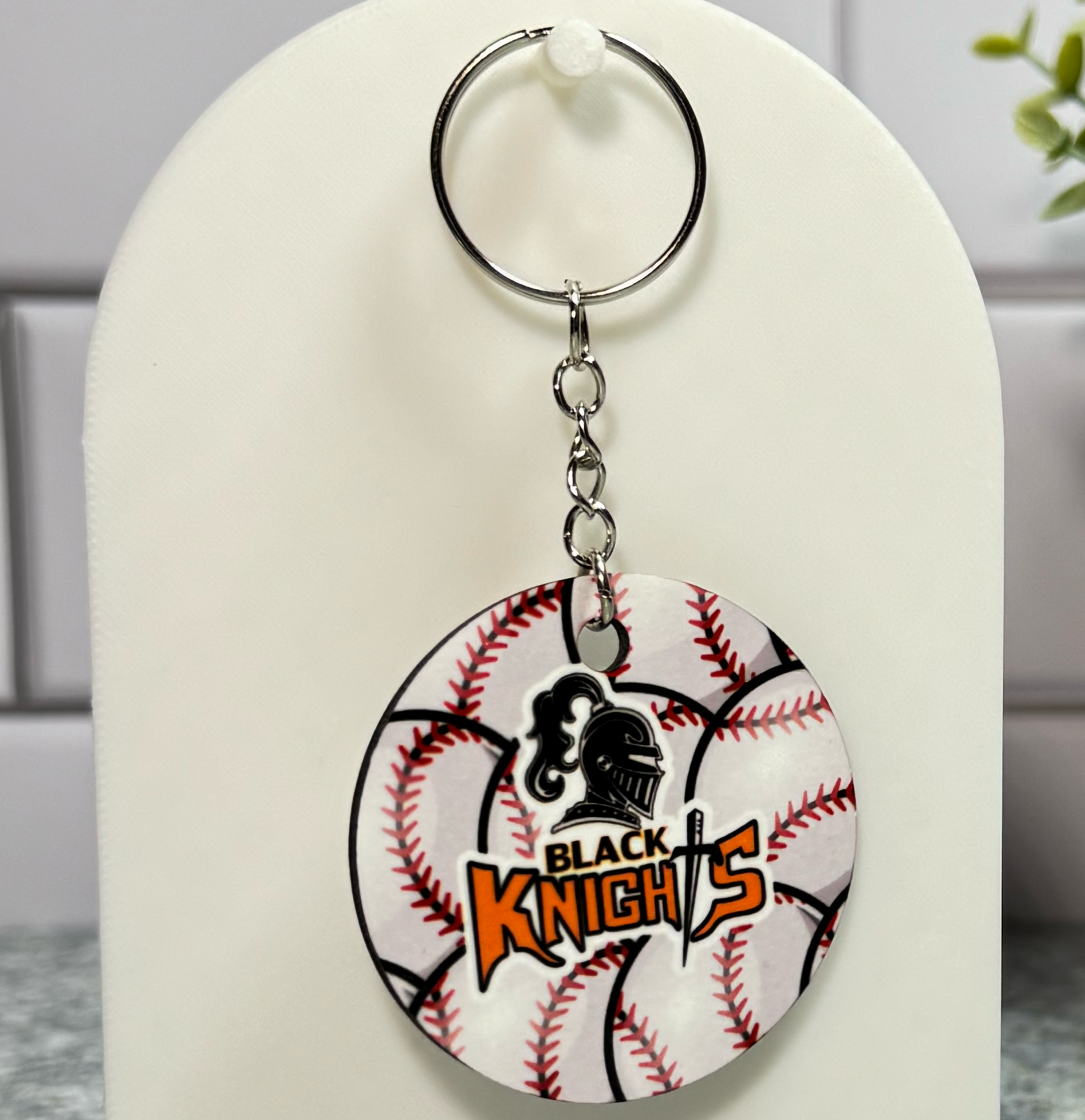 Van Buren Double Sided Round Baseball Keychain