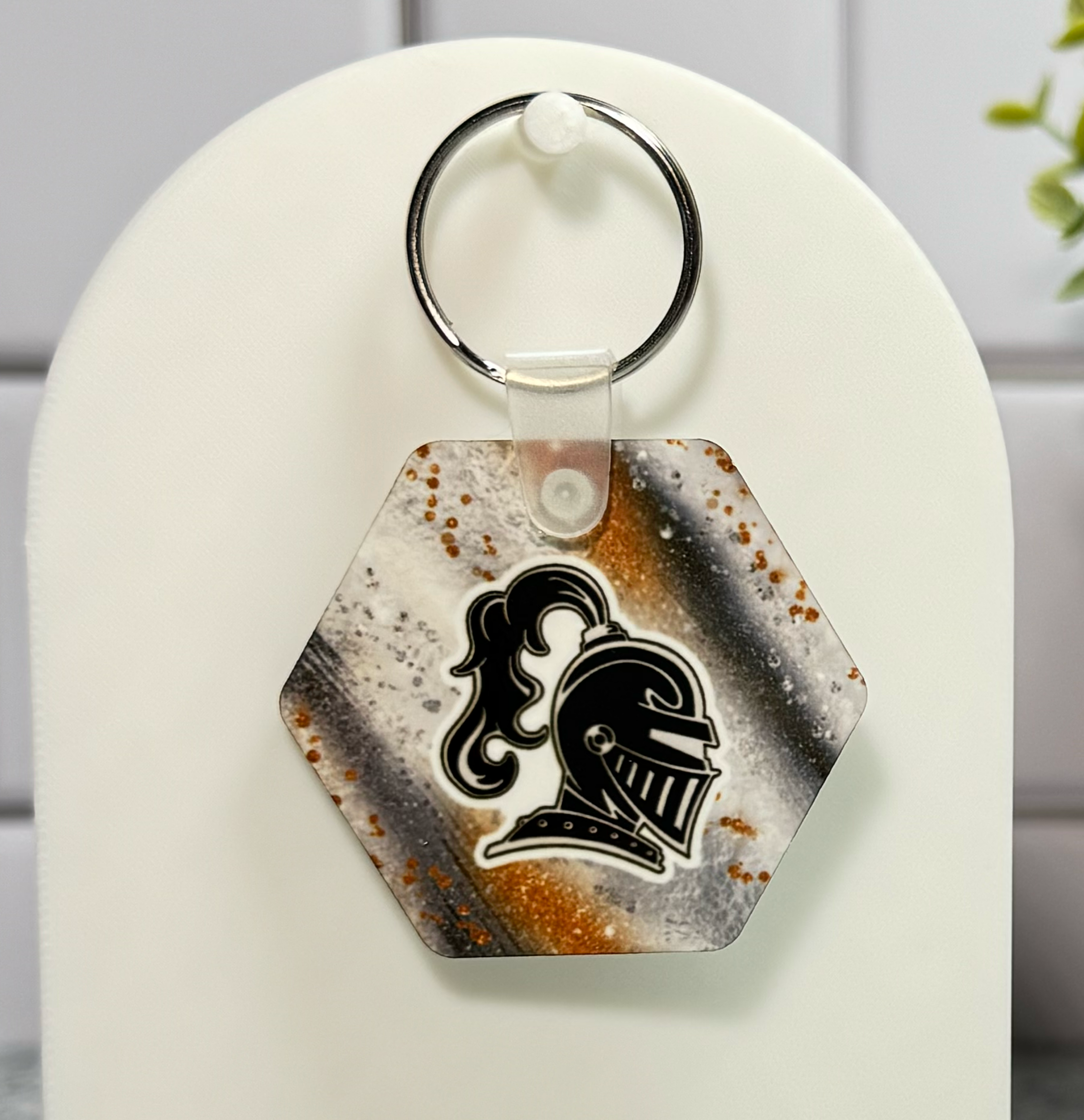 Van Buren Double Sided Hexagon Milky way Keychain