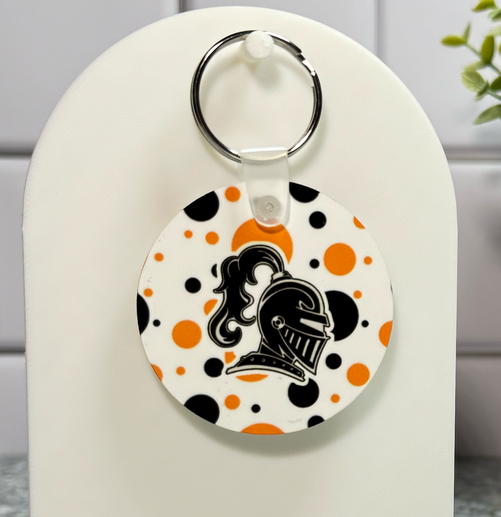 Van Buren Double Sided Round Polka Dots Keychain