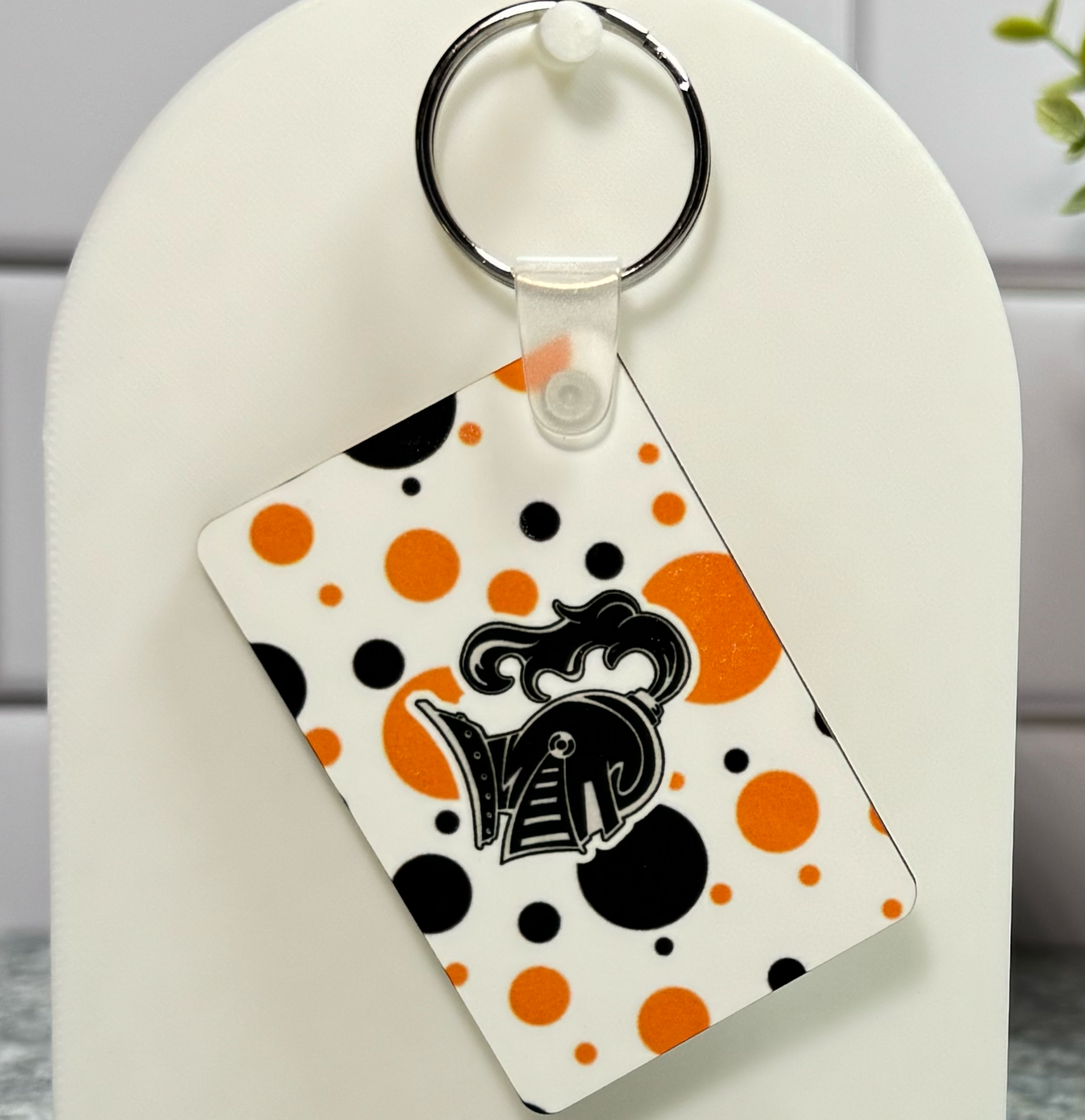 Van Buren Double Sided Rectangle Polka Dots Keychain